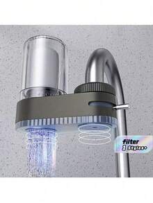 Faucet Water Purifier Tap Water Filter, Reusable Washable Ceramic Filter Cartridge, Water‑Purifying Nozzle For Kitchen Sink And Bathroom Tap - Grey - View 1