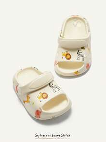 Cozy Pixies Summer Cute & Funny Forest Animal Design Breathable, Comfortable, Anti-Skid, And Wear-Resistant Two-Purpose Baby Sandals Or Slippers - White - View 2