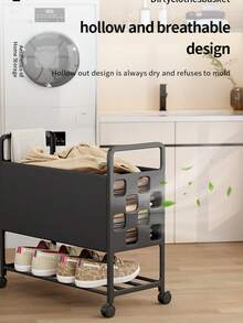 Dirty Clothes Basket/Home Use With Wheels, Movable Bedroom Dirty Clothes Cart/Storage Rack, Bathroom/Shower, Laundry Storage Bin - View 13
