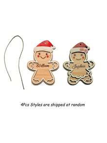 1/2/4/6Pcs Personalized Gingerbread Man Ornament With Red Bow, Customizable Name. Perfect For Boosting Festive Atmosphere During Christmas. Ideal As Tree Decor, Backpack Charm And Holiday Gift. - Multicolor - View 12