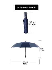 1 Stück, Schwarz / Burgunder / Dunkelblau, Großer winddichter Automatikregenschirm - Durchmesser 105cm - 41 Zoll, wasserdichtes und winddichtes Design, 12 Regenschirmstreben, tragbarer Reiseschirm - Extra großer Automatikschirm - Übersicht 6