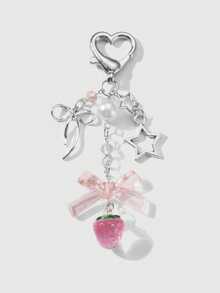 ROMWE Kawaii 1 Multi-Specification Ins Sweet Girl Versatile Multi-Color Resin Rhinestone Star Love Strawberry Polka Dot Bow DIY Keychain Bag Pendant - Multicolor - View 22