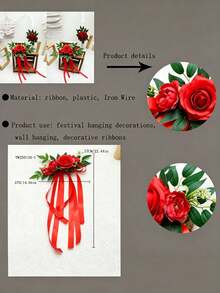 1 Peça Arranjo Floral Artificial de Eucalipto e Rosa para Encosto de Cadeira, Decoração de Casamento e Festa ao Ar Livre, Ornamento de Mesa, Plástico Realista, Sem Rega, Fácil Manutenção, Versátil para Uso Interno e Externo, Decoração para Casa e Jardim, Presente - Multicolorido - Visão 13