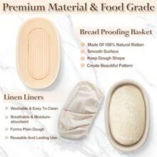 Oval Benniton Bread Fermentation Basket, Made Of Natural Rattan, With A Linen Lining. Available In Various Sizes. Hand-Woven Bread Shaping Basket, Suitable For Baking Homemade Bread. - Multicolor - View 12