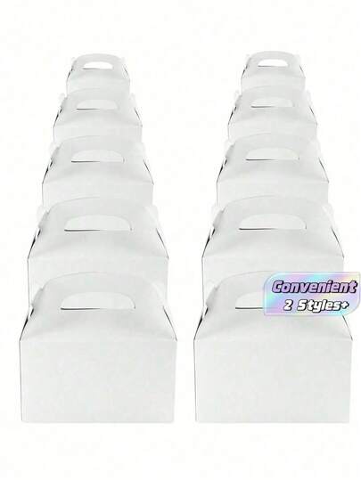 10/20pcs White Party Gift Boxes, Elegant Triangle Paper Gift Boxes With Handles, Suitable For Weddings, Birthdays, Graduations, Baby Showers, Holidays (6.3x3.5x3.5 Inches)