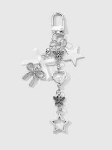 ROMWE Kawaii 1 Multi-Specification Ins Sweet Girl Versatile Multi-Color Resin Rhinestone Star Love Strawberry Polka Dot Bow DIY Keychain Bag Pendant - Multicolor - View 19