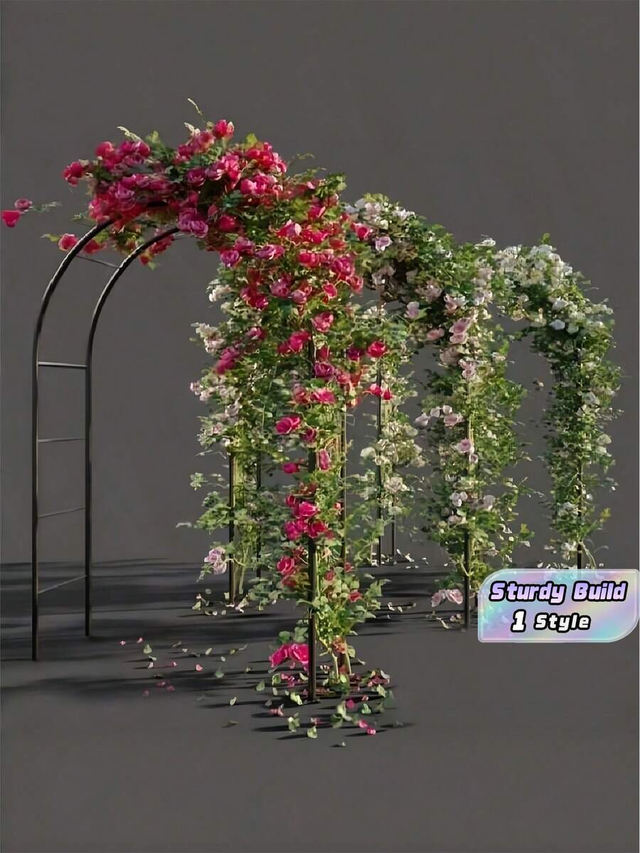 Metal Garden Arch Trellis, Sturdy Iron Plant Climbing Arbor For Roses, Vines, Wedding Party Outdoor Courtyard Decoration - Black - View 1