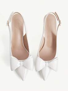 CUCCOO CHICEST Off-White Pointed Toe Stiletto Round Cut Women's Bow High-Heeled Shoes Fashionable And Sexy Four-Season Commuting Daily Versatile Elegant Simple - Beige - View 1