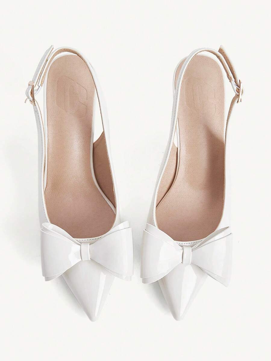 CUCCOO CHICEST Off-White Pointed Toe Stiletto Round Cut Women's Bow High-Heeled Shoes Fashionable And Sexy Four-Season Commuting Daily Versatile Elegant Simple - Beige - View 1