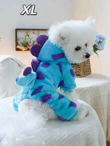 1Pc Adorable Floral Dinosaur Costume Pet Clothes For Small Dogs Cats, Puppy Chihuahua, Perfect For Outdoor Walk, Birthday Party, Holiday, Daily Wear, Soft & Comfortable - Blue - View 11