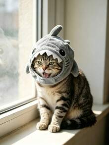 PETSIN 1pc Soft, Plush, Fun Shark-Shaped Pet Headgear, Suitable For Dogs And Cats. Adjustable, An Adorable Accessory, Perfect For Everyday Wear, Photoshoots, Parties, And Holiday Pet Props. - Multicolor - View 1