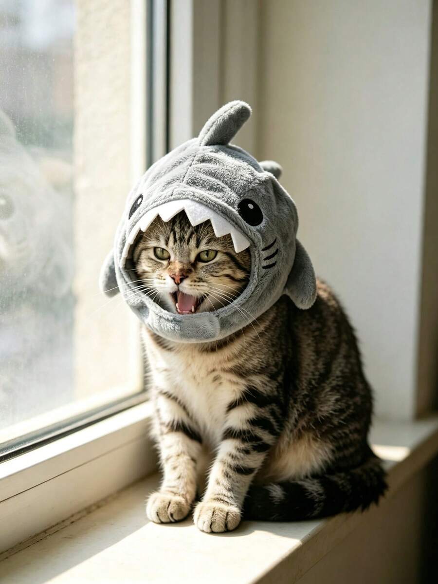 PETSIN 1pc Soft, Plush, Fun Shark-Shaped Pet Headgear, Suitable For Dogs And Cats. Adjustable, An Adorable Accessory, Perfect For Everyday Wear, Photoshoots, Parties, And Holiday Pet Props. - Multicolor - View 1