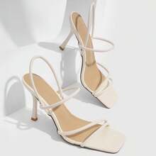CUCCOO SZL Women's Fashion Beige Strappy Sexy High Heel Sandals - Rice mirror - View 4