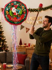 Surprise Rope Foldable Red Birthday Balloon Piñata, Piñata + Blindfold + Stick + Confetti Party Game Props Finger Game, Suitable For Birthday Party Decoration, Carnival Celebration, Theme Events And Mexican Festival Decoration - Multicolor - View 2