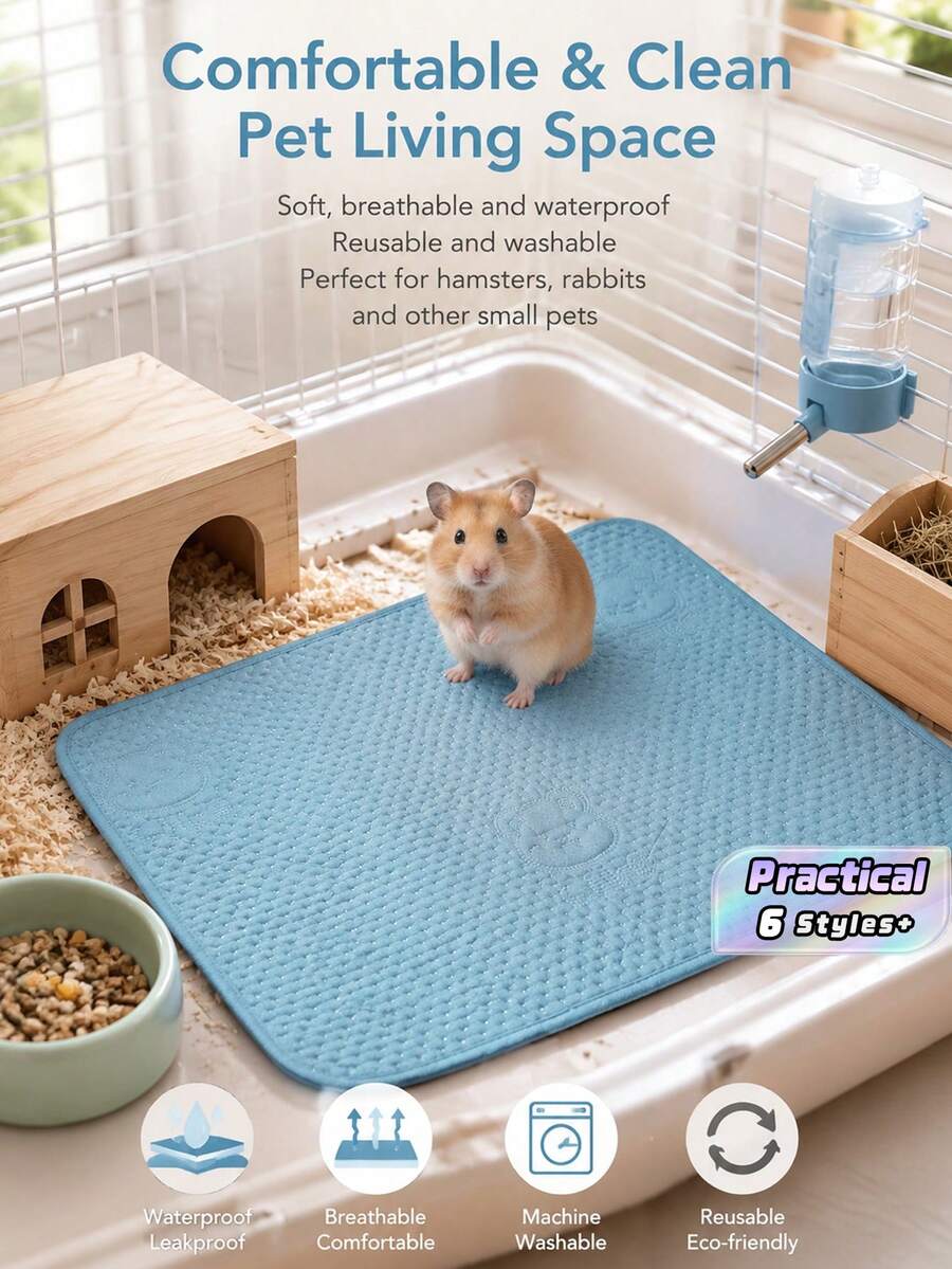 1 Pc Breathable Waterproof Reusable Small Pet Pee Pad, Embossed Cage Mat For Hamster Sleeping & Nesting, Washable Indoor Kennel Rest Accessory For Rabbits & Hamsters - View 1