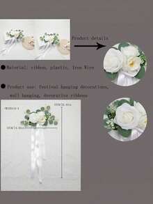 1 Peça Arranjo Floral Artificial de Eucalipto e Rosa para Encosto de Cadeira, Decoração de Casamento e Festa ao Ar Livre, Ornamento de Mesa, Plástico Realista, Sem Rega, Fácil Manutenção, Versátil para Uso Interno e Externo, Decoração para Casa e Jardim, Presente - Multicolorido - Visão 14