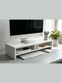 1pc Wooden Monitor Stand For Desk, Monitor Riser, Wooden Monitor Riser Desk Storage Cabinet, Computer Tv Shelf, Saving Desk Space Elevating Computer Stand With Keyboard Management, For Office And Dormitory Use, School Supplies, Back To School - Multicolor - View 9