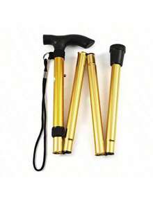 1pc Ultralight Adjustable Telescopic Shock Absorbing Anti Slip Wear Resistant Sturdy Trekking Curved Comfortable Grip Walking Cane Solid Plain Outdoor Gear For Hiking Climbing Daily Leisure Senior Use - Multicolor - View 16