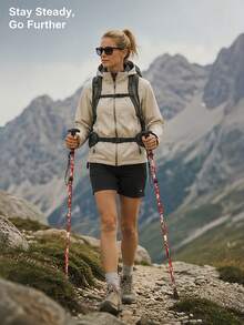 1pc Ultralight Adjustable Telescopic Shock Absorbing Anti Slip Wear Resistant Sturdy Trekking Curved Comfortable Grip Walking Cane Solid Plain Outdoor Gear For Hiking Climbing Daily Leisure Senior Use - Multicolor - View 6