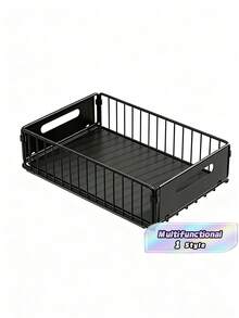 1pc, Pull-Out Storage Rack, Kitchen Cabinet Storage Box, Slide-Out Storage Basket In Drawer Under Sink, Dish Storage Rack, Spice Organizers, Snack Holders, Space-Saving Organizer Without Punching Holes, Suitable For Organizing Household, Kitchen - Short Frame-1pc - View 1