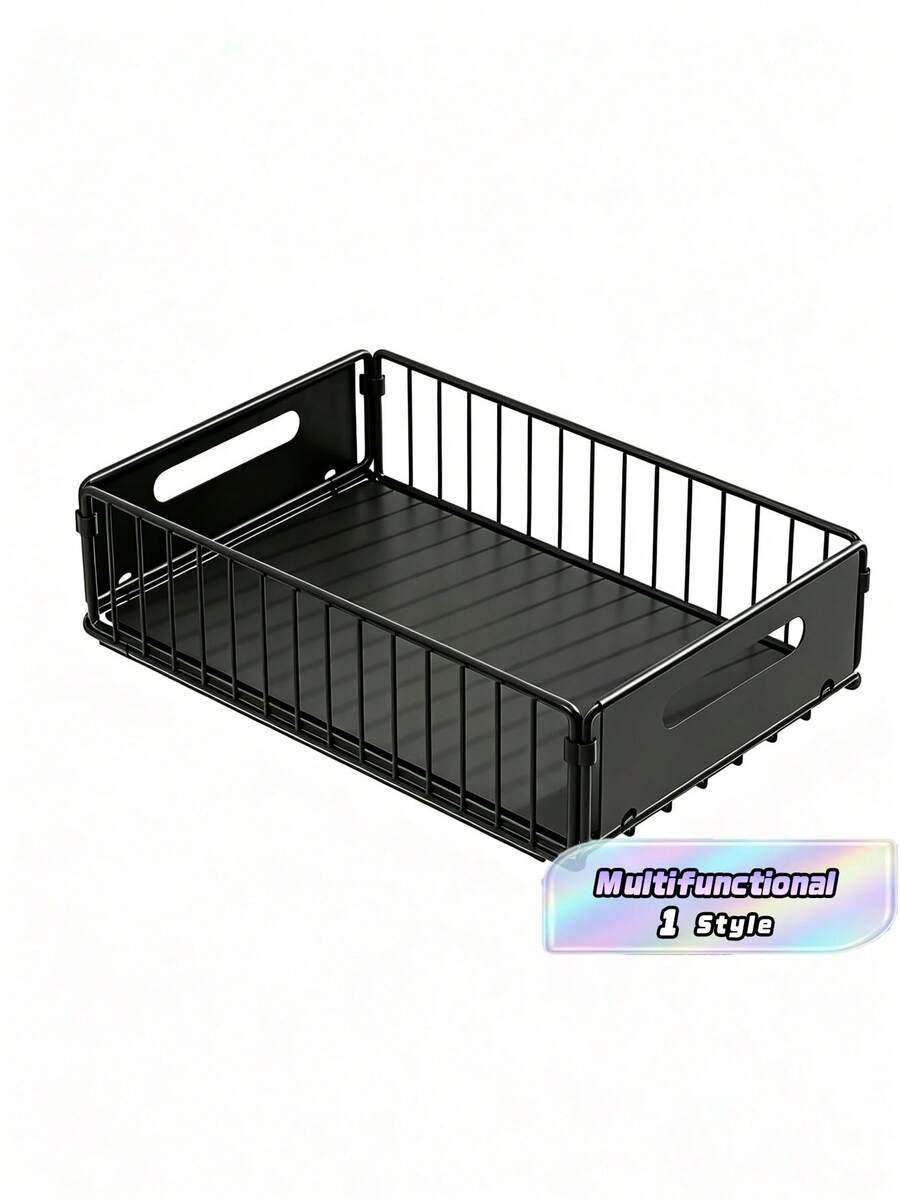 1pc, Pull-Out Storage Rack, Kitchen Cabinet Storage Box, Slide-Out Storage Basket In Drawer Under Sink, Dish Storage Rack, Spice Organizers, Snack Holders, Space-Saving Organizer Without Punching Holes, Suitable For Organizing Household, Kitchen - Short Frame-1pc - View 1