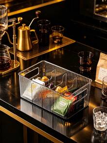 Dust-Proof Clamshell Tea Bag Storage Box With Separate Compartment, Multi-Functional Countertop Storage Container, Suitable For Coffee Capsules, Herbal Tea Bags And Beverage Bags - Transparent - View 14