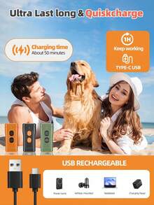 Teckwe 1 Piece Rechargeable Dual Head Ultrasonic Portable Anti Barking Dog Repeller Stop Bark Device For Outdoor Indoor Pet Dog Training Behavior Control. - Multicolor - View 3