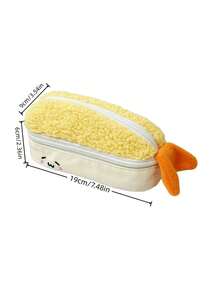 1PC Large Capacity Double Layer Cute Shrimp Shape Pencil Case Pen Bag Multifunctional Stationery Organizer For School Student Desk Storage High Appearance Ins Style Gift - Single Piece - View 7