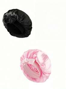 Luxury Satin Embroidered Bow Sleep Cap For Women - Adjustable Silk Nighttime Hair Accessory, Headband-Style Home Sleep Aid Hat Hair Bonnet Hair Drying Towel Wrap - Multicolor - View 19