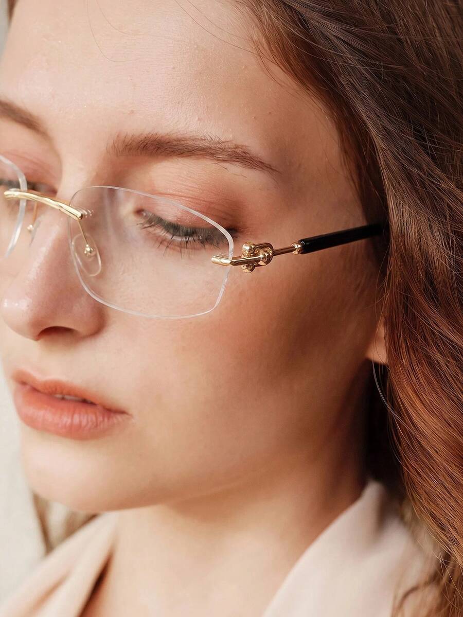 MOTF PREMIUM LIGHT LUXURY FRAMELESS METAL SUNGLASSES, BROWN SHEET GRADIENT ANTI-ULTRAVIOLET DAILY SUNSHADES, SIMPLE ANTI-UV VERSATILE MODELS - colorless - View 1