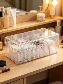 Dust-Proof Clamshell Tea Bag Storage Box With Separate Compartment, Multi-Functional Countertop Storage Container, Suitable For Coffee Capsules, Herbal Tea Bags And Beverage Bags - Transparent - View 7