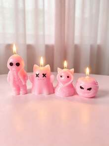 Joivida Ensemble de 4 bougies parfumées en forme de fantôme sanglant effrayant, bougie d'aromathérapie de personnage de dessin animé gothique cool, ornement de bureau, décoration de maison pour Halloween, cadeau de fête - Fantôme étrange - Voir 17