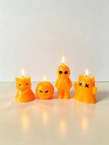 Joivida Ensemble de 4 bougies parfumées en forme de fantôme sanglant effrayant, bougie d'aromathérapie de personnage de dessin animé gothique cool, ornement de bureau, décoration de maison pour Halloween, cadeau de fête - Fantôme étrange - Voir 13