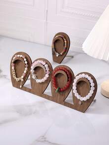 1pc Vintage Walnut Wood Multi Tier Bracelet Display Stand Creative Jewelry Holder Rack For Wristband Beaded Chain Bangles Desktop Organizer Showcase Retail Home Decor Stocking Fillers Christmas Gift Idea Must Haves - Brown - View 9