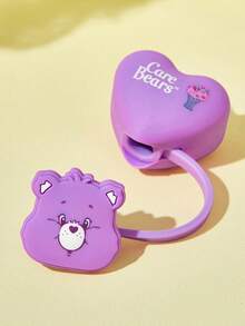 SHEIN X Care Bears 可愛心形吸管套，防塵可重複使用吸管尖端蓋，不含吸管，禮物創意，派對、節日、情人節、飲水用 - 紫色 - 查看 4