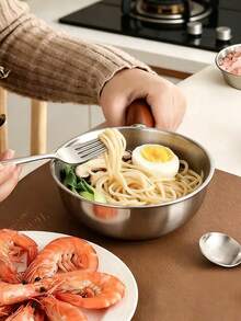 1pc Stainless Steel Cooking Pot, Household Noodle Pot, Kitchen Tool, Chocolate Melting Pot, Butter Pot, Mini Soup Pot - Silver - View 3
