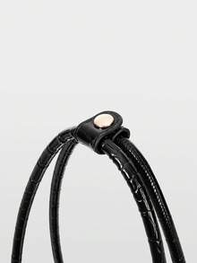 MOTF WOMEN'S FASHION RETRO BLACK CROCODILE PATTERN SHOULDER BAG, SIMPLE AND CHIC HALF-MOON BAG, FOR DAILY, COMMUTING, SHOPPING, TRAVEL, FESTIVALS - Black - View 6