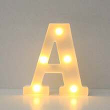 1个16厘米/6.3英寸家居装饰LED字母数字夜灯，“嫁给我”字样跑马灯，暖色LED字母灯，卧室墙面装饰字母灯，客厅装饰灯，圣诞装饰灯，可定制英文字母和数字，可壁挂，电池供电，婚礼生日派对求婚装饰灯，情人节装饰灯串 - 白色 - 查看 37