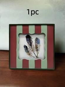 Vintage Picture Frame With Stripe Design, Square Bohemian Photo Frame For Tabletop Decor, Retro & Unique Home Accent - Multicolor explosive - View 6