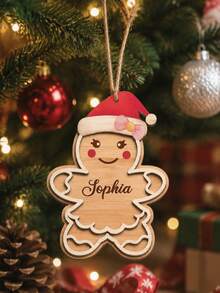 1/2/4/6Pcs Personalized Gingerbread Man Ornament With Red Bow, Customizable Name. Perfect For Boosting Festive Atmosphere During Christmas. Ideal As Tree Decor, Backpack Charm And Holiday Gift. - Multicolor - View 6