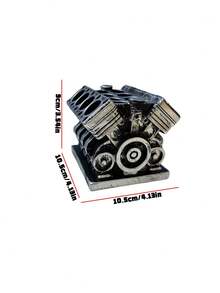 1Pc Creative V8 Engine Block Shaped Storage Box, Large Capacity Resin Desk Organizer, Multi-Purpose Pen Holder For Office & School Supplies - Multicolor - View 5