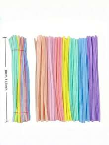 100 Pcs Macaron Color Pipe Cleaners With Gradient Pastel Shades, Flexible Chenille Stems For DIY Crafts, Artificial Flower Making & Art Decoration, Easy To Bend Into Shapes - multicolor - View 3
