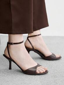CUCCOO BIZCHIC 女鞋新款簡約時尚中高跟涼鞋 春季鞋 - 深咖PU - 查看 7