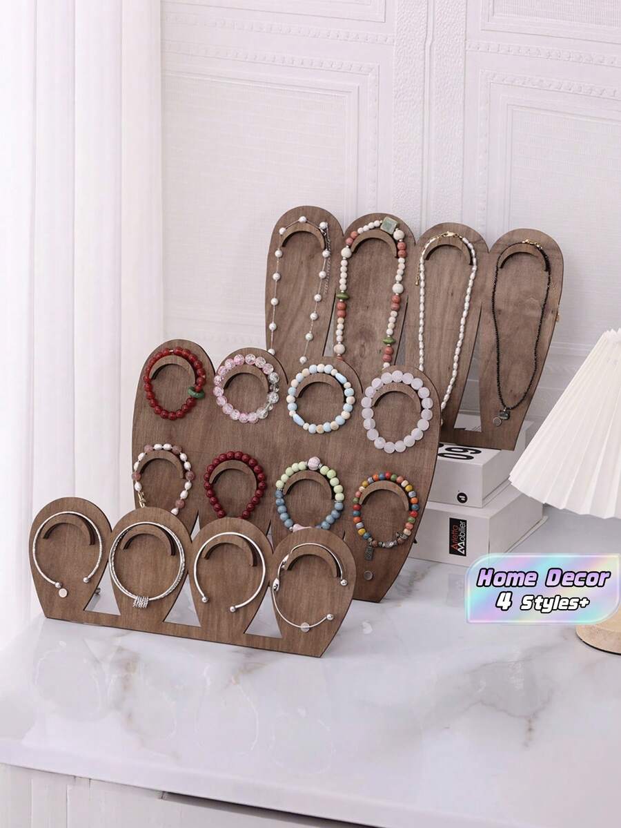 1pc Vintage Walnut Wood Multi Tier Bracelet Display Stand Creative Jewelry Holder Rack For Wristband Beaded Chain Bangles Desktop Organizer Showcase Retail Home Decor Stocking Fillers Christmas Gift Idea Must Haves