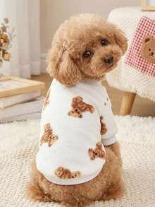 PETSIN 1 Pc Pet Cat Dog Universal Cute Bear Pattern Plush Thickened Warm Elastic Comfortable Round Neck Pet Clothing - Multicolor - View 3