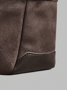 Ontre Women's Fashion Brown Tote Bag, Exquisite And Simple Handbag, Soft And Versatile Baguette Bag, For Daily Use, Commuting, Shopping - Coffee - View 6