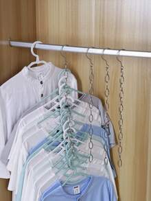 10Pcs Metal Chain Hanger - Space-Saving Foldable Organizer, Multi-Hook Storage Rack For Clothes, Durable Wardrobe Accessory, Home Closet Organizer - View 4