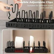 1pc Heavy Duty Pull-Out Pot Lid Organizer, Under Cabinet Mount, 7-Tier Adjustable Shelves, Space-Saving Slide-Out Rack, Suitable For Pots, Pans And Pot Lids, For Kitchen, Dining Room Or Home Use, Easy Install Under Cabinet Storage Rack - Multicolor - View 4