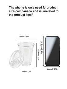 Thickened High‑Clear PET Drink Cups With Leak‑Proof Dome Lids, Straw‑Compatible Food‑Grade Transparent Cups, Sturdy Deformation‑Resistant For Iced Americano Latte Fruit Tea, Commercial Use For Shop Stall - Clear - View 4