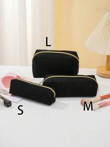 1 SET Durable Zipper Pencil Pouch Stationery Storage Pen Bag Organizer For School Office Home Daily Supplies - black - View 10